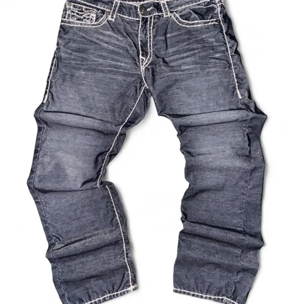 Authentic True Religion Ricky Relaxed Straight jeans with dark indigo wash